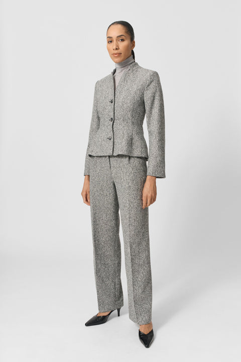 Gabriela Blazer (Black/White Herringbone)