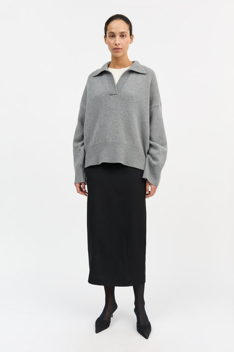 Dean V-Neck Strik (Grey Melange)