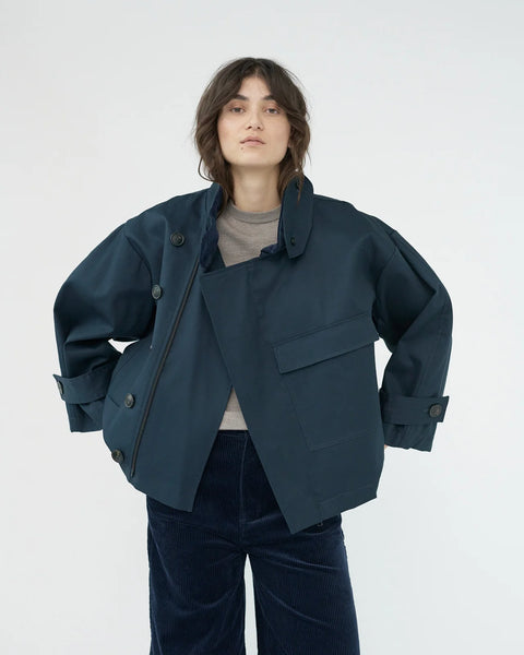 Water Resistant Trench Jacket (Navy)