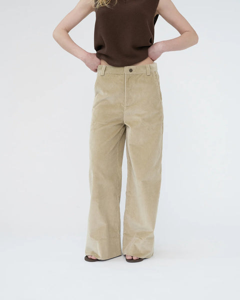 Corduroy Wide Bukser (Beige)