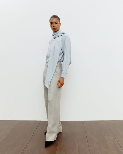 Dalia Bow Skjorte (Tiny Blue Stripe)