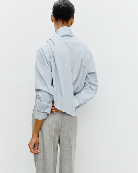 Dalia Bow Skjorte (Tiny Blue Stripe)