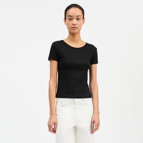 Anna Cap Sleeve Tee (Black)