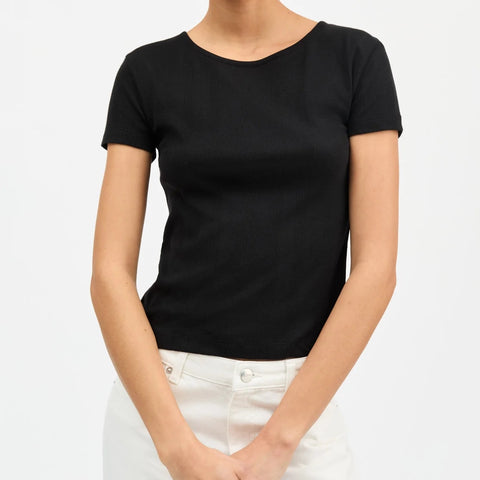 Anna Cap Sleeve Tee (Black)