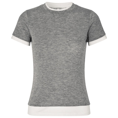 Bibi SS Tee (Grey Melange/White)
