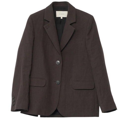 Linen Straight Blazer (Brown)