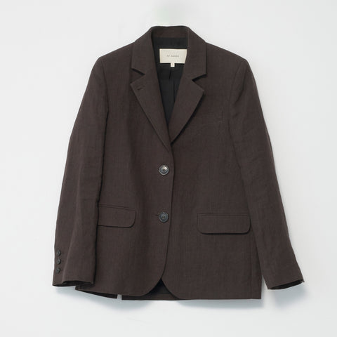 Linen Straight Blazer (Dark Brown)