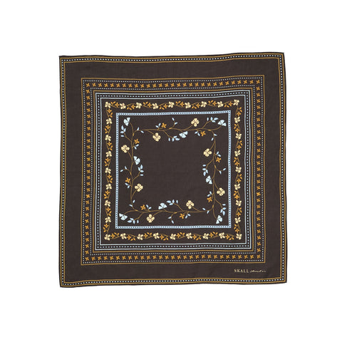 Floral Scarf 55x55 (Dark Brown)
