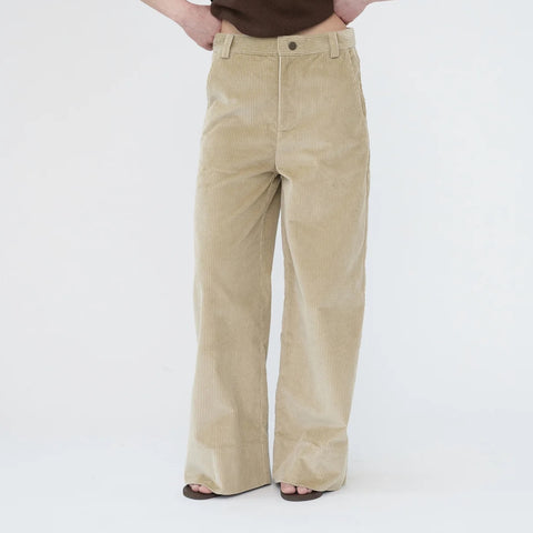 Corduroy Wide Bukser (Beige)