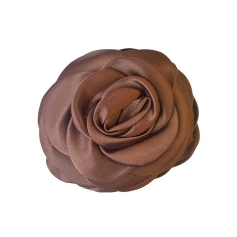 Giant Satin Rose Hårklemme (Chocolate)