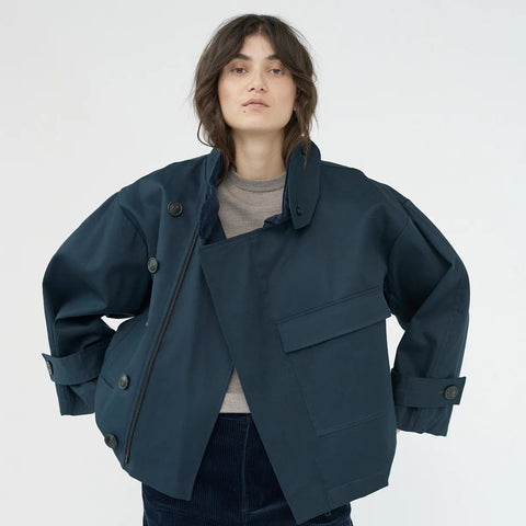 Water Resistant Trench Jacket (Navy)