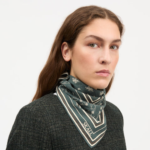 Skall Classic Scarf 55x55 (Dark Green/Brown)