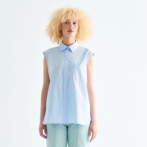 Brooklyn Top (Blue Pinstripe)
