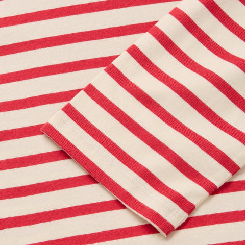 Marron Oversized Bluse (Off White/Red Stripe)