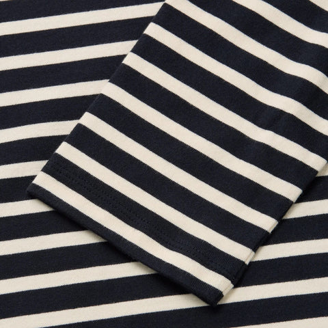 Marron Oversized Bluse (Navy/Off White Stripe)