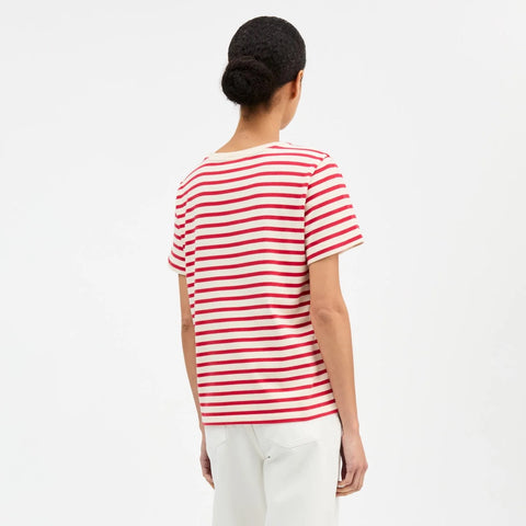 Marron Regular Tee (Off White/Red Stripe)
