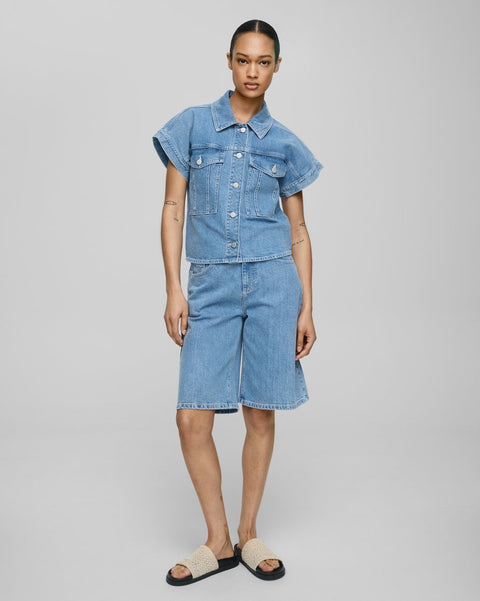 Elida Ada SS Denim Skjorte (Light Blue Wash)