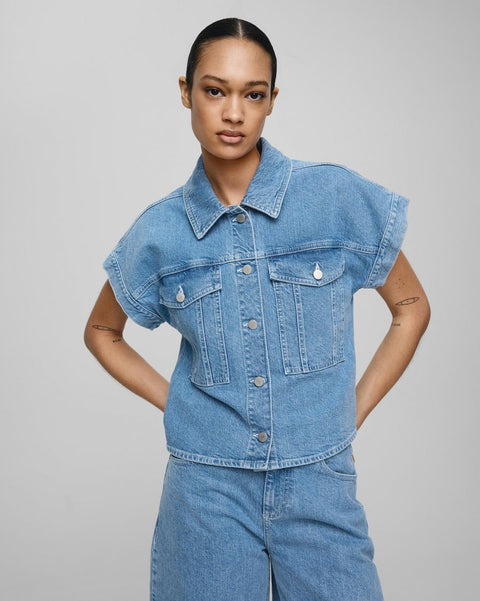 Elida Ada SS Denim Skjorte (Light Blue Wash)