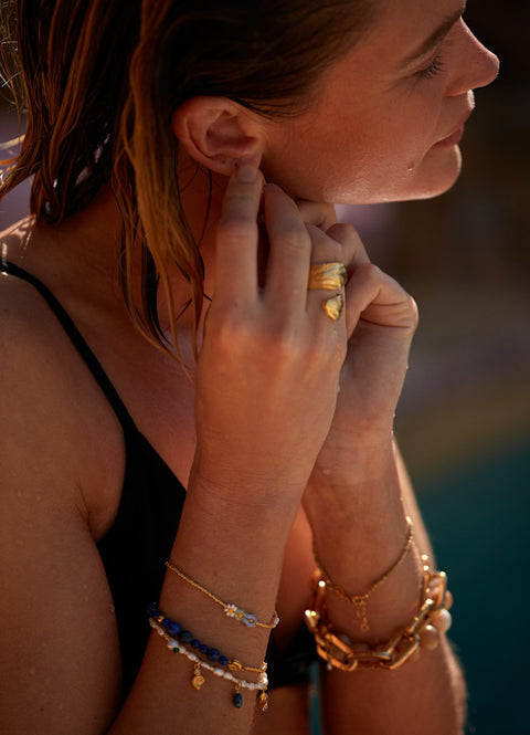 Deep Blue Armbånd (Golden Lapis)