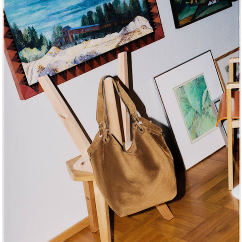 Soho Shoulder Bag (Gold Camel Suede)