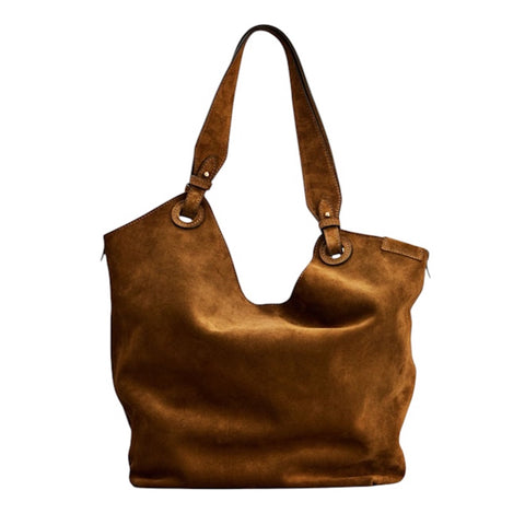 Soho Shoulder Bag (Gold Camel Suede)