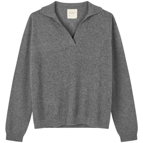Women's Oversized Coller V-neck (Heather Grey)