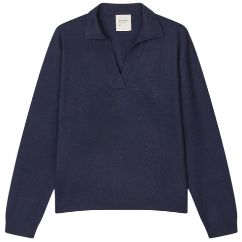 Women´s Oversized Collar V-neck (Navy Blue)