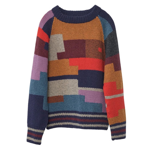 Handknit Shetlands Wool Jumper (Navy Mix)