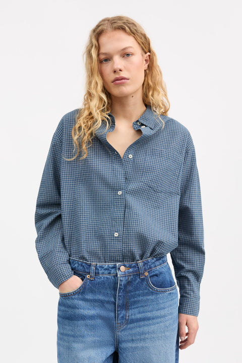 Edgar Skjorte (Blue/Cream Mini Check)