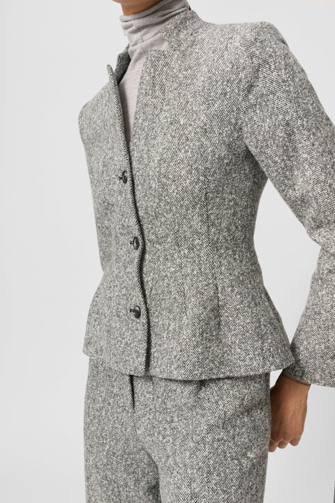 Gabriela Blazer (Black/White Herringbone)