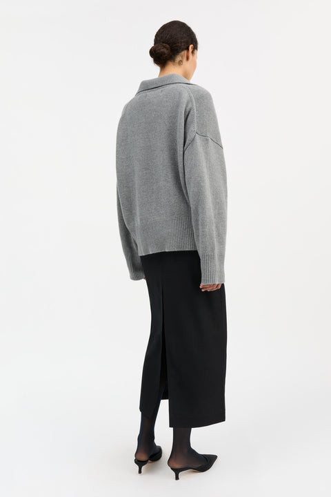 Dean V-Neck Strik (Grey Melange)