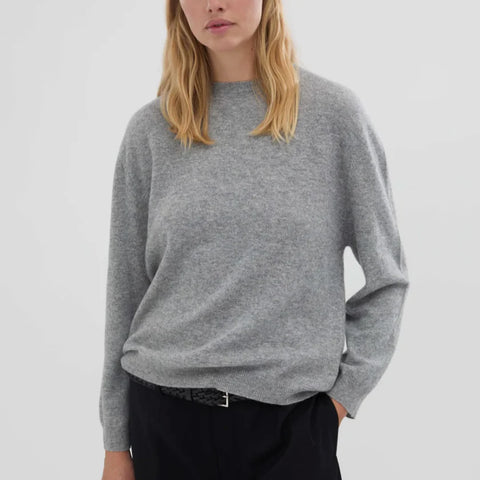 Women´s Oversized Roundneck Strik (Heather Grey Light)