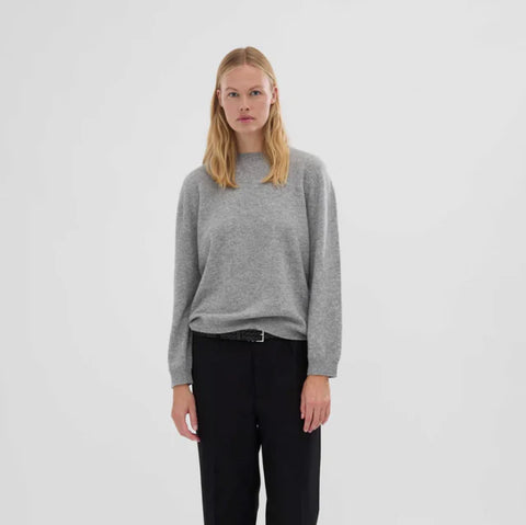 Women´s Oversized Roundneck Strik (Heather Grey Light)