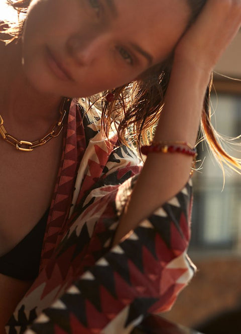 Float Øreringe (Red Jade)