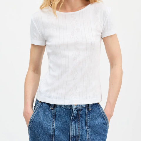 Anna Cap Sleeve Tee (Optic White)