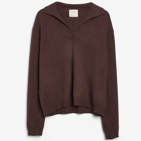 Women´s Oversized Collar V-neck (Dark Brown)