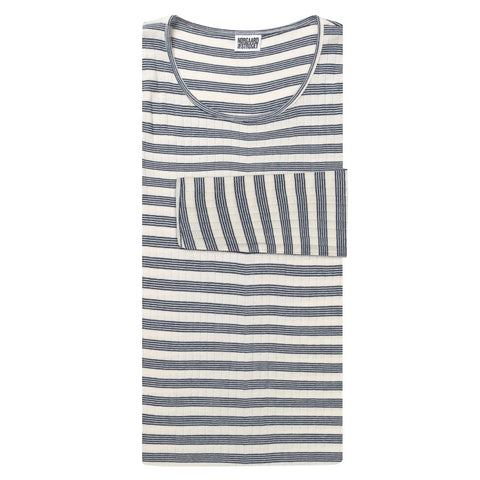 101 BW Stripe Ecru/Marine (Alm Længde)