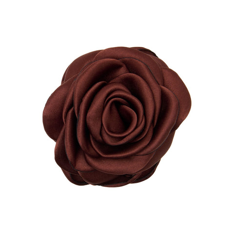 Small Satin Rose Hårklemme (Chocolate)