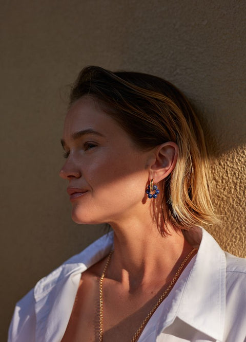 Deep Blue Hoops (Golden Lapis)