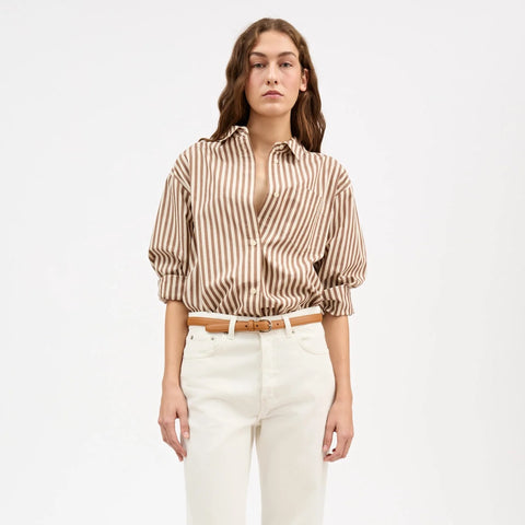 Edgar Skjorte (Brown/Ecru Stripe)