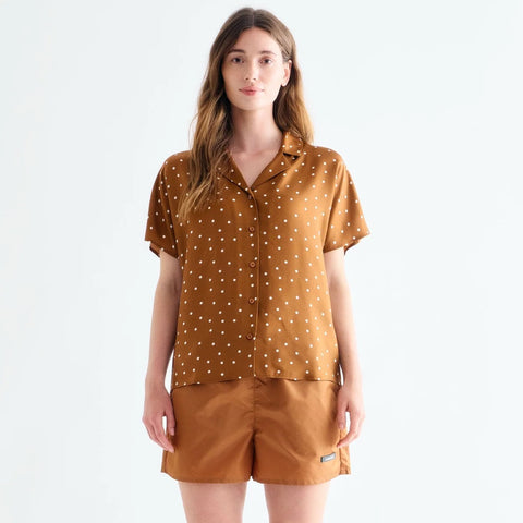 Birna Bluse (Dot Print Caramel)