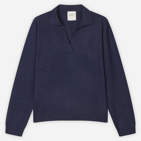 Women´s Oversized Collar V-neck (Navy Blue)