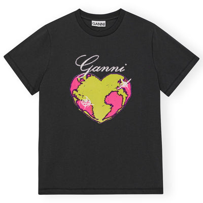 Ganni - Basic Cotton Jersey Heart T-shirt (Volcanic Ash)