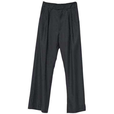 Fine Wool Wide Box Bukser (Black)