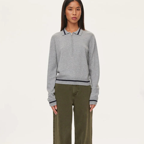 Vika Zip Polo (Grey Melange)