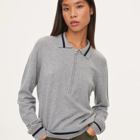 Vika Zip Polo (Grey Melange)